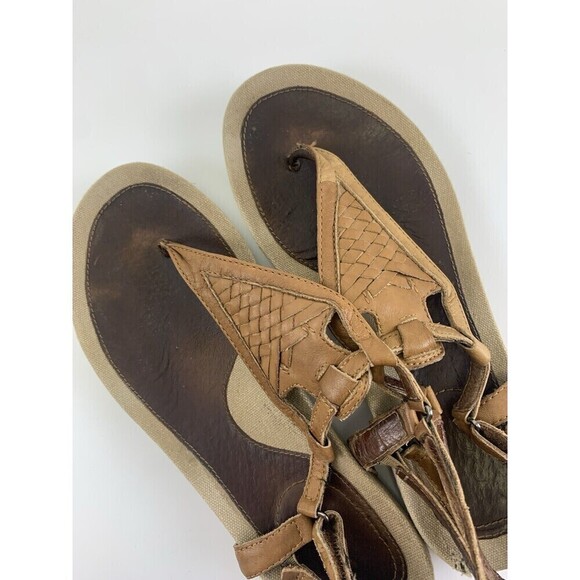 Teva Capri Brown Leather Woven T-Strap Sandals Flat Slingback 1003970 Womens 8 - Picture 8 of 14